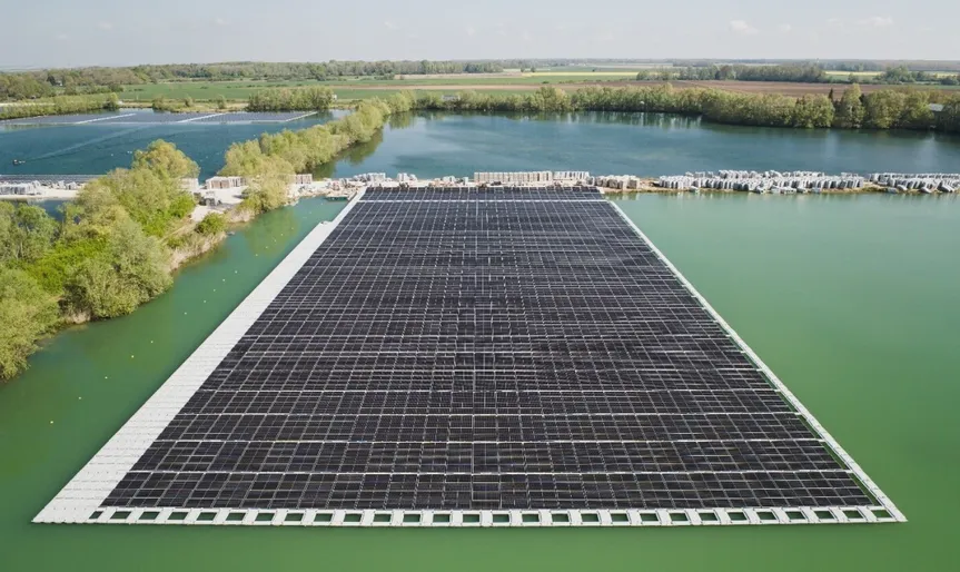 Solar panel farm aerial view
